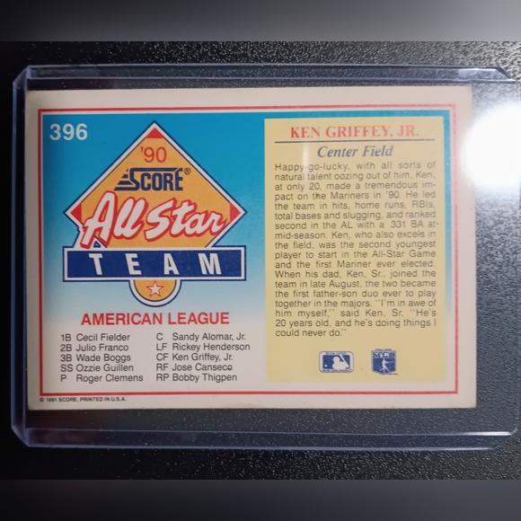 Ken Griffey Jr PSA 10-1991 Score - #396 - Picture 4 of 9